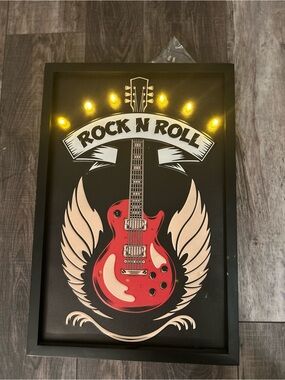 Private Label Red & Black Rock N Roll LED Guitar Wall Art
